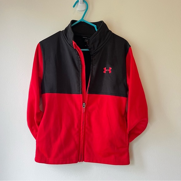 🌼 5/$25 Under Armour Kids Red Black Full Zip Sweater Size 4 FLAWED Play Daycare - Picture 2 of 11